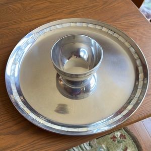 Towle Silversmiths Alternative Metal Chip & Dip Server Diam 15 1/4 “. New in Box